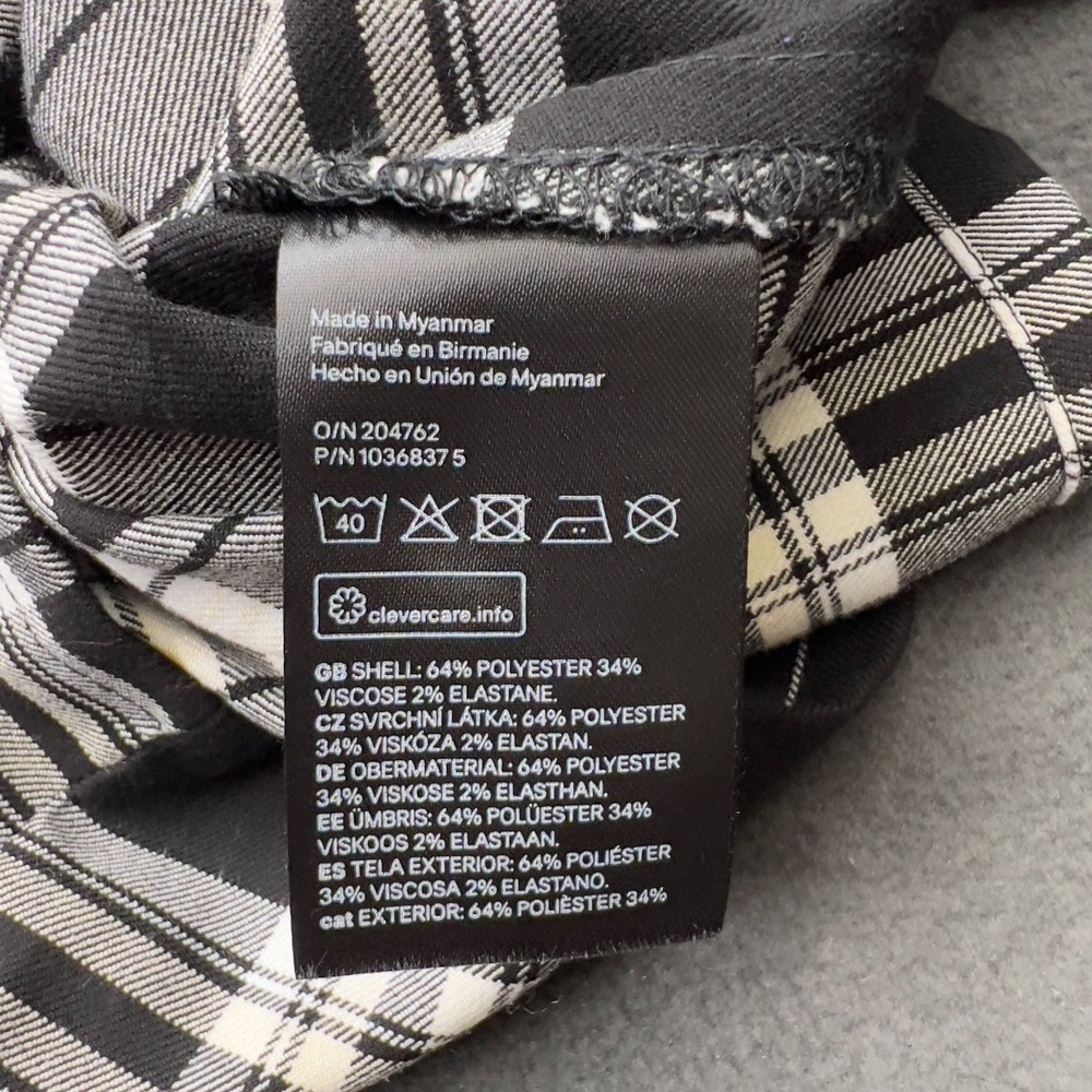 H&M Divided Womens Plaid Mini Dress XS Black White Bodycon Spaghetti Strap‎ - Picture 6 of 10